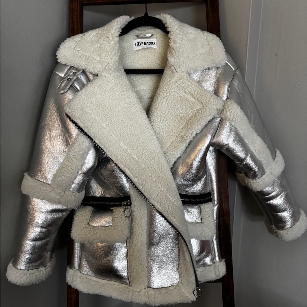Steve Madden Cream Shearling Jacket